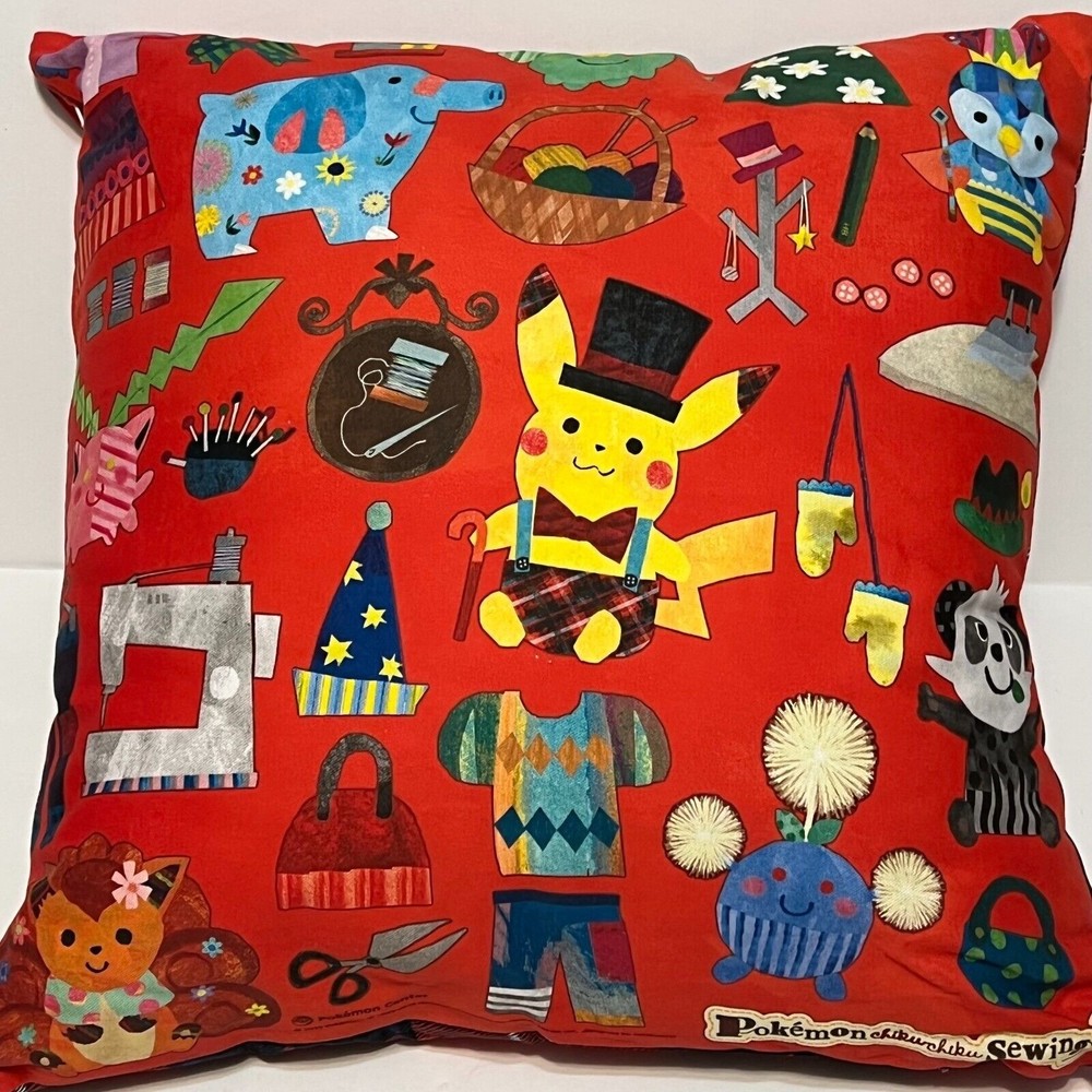NEW 2015 Pokemon Center Chiku Chiku Sewing Plaid Throw Pillow Square Cushion